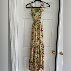 Lulus green floral cut out maxi dress